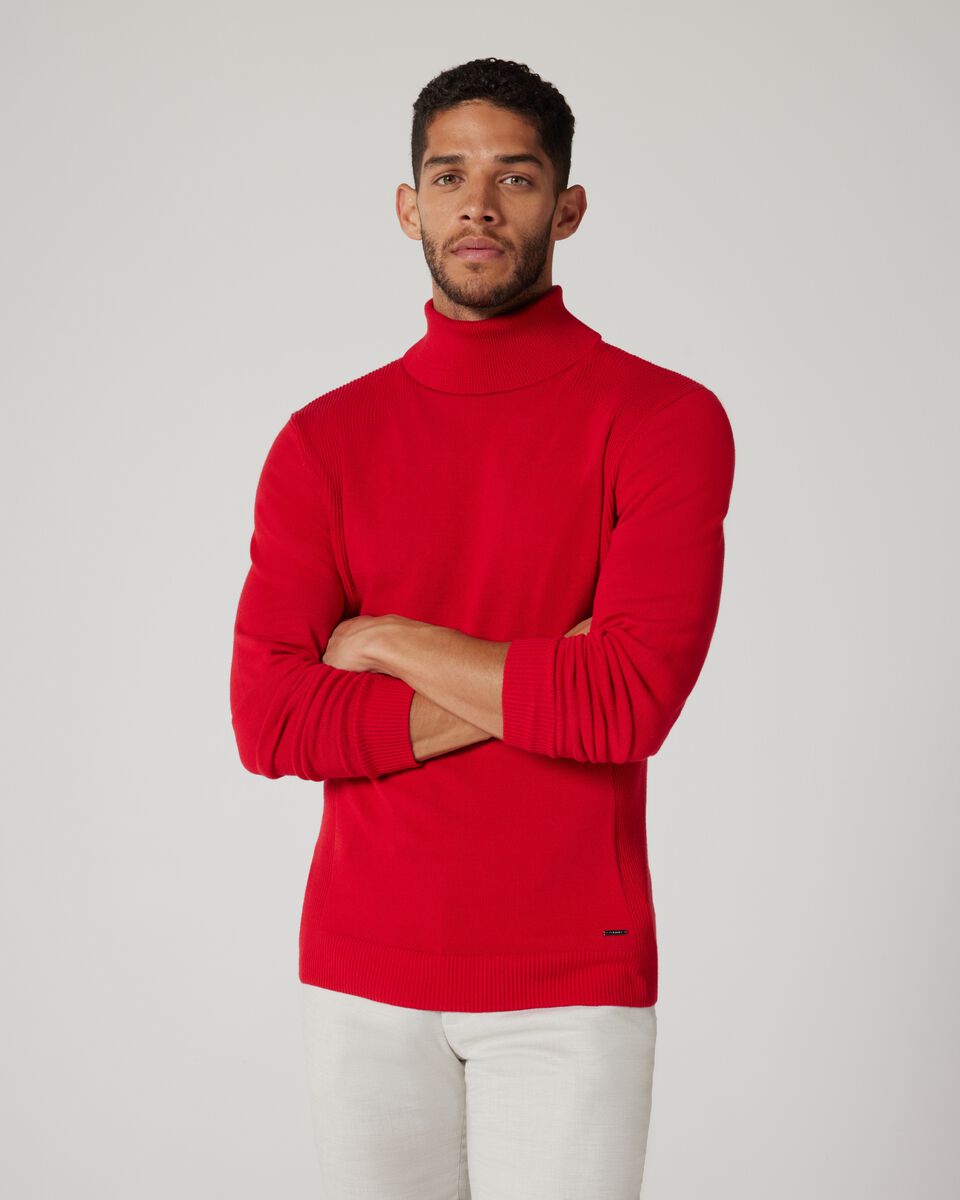 Roll Neck Knit With Rib Detail 